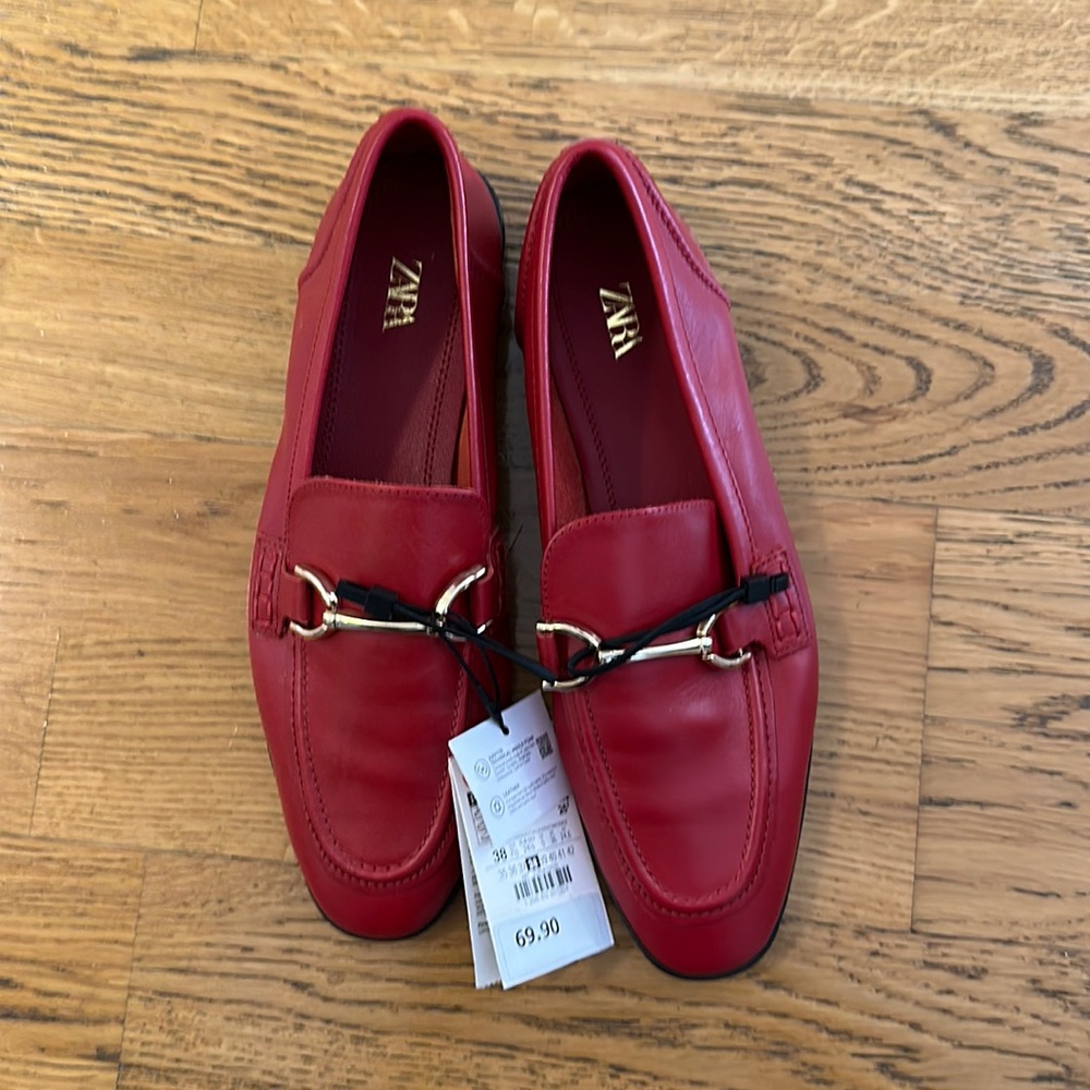 Zara Red Loafers